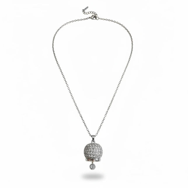 Collana Tempo A Tempo in acciaio con ciondolo a campanella tempestato di zirconi bianchi luminosi