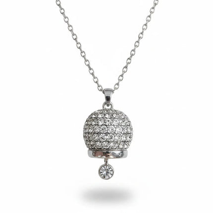 Collana Tempo A Tempo in acciaio con ciondolo a campanella tempestato di zirconi bianchi luminosi