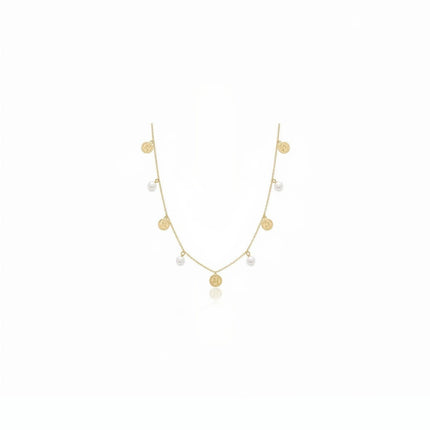 Tempo A Tempo collana da donna in acciaio dorato con perle pendenti e logo Liu Jo, lunghezza 40cm.