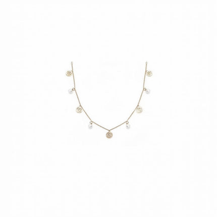 Tempo A Tempo collana da donna in acciaio dorato con perle pendenti e logo Liu Jo, lunghezza 40cm.