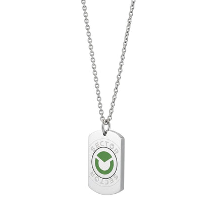 Collana da uomo Tempo A Tempo in acciaio inossidabile con piastrina e logo Sector smaltato verde. Lunghezza 50cm.