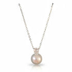 Collana donna Tempo A Tempo in acciaio con ciondolo a simil perla e cristallo bianco, lunghezza 45cm.