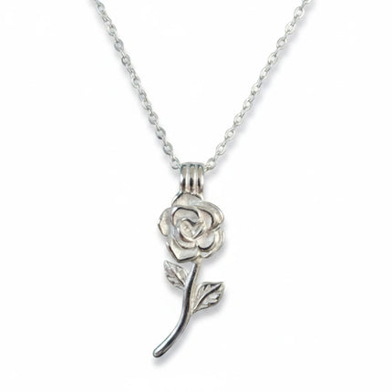Collana girocollo Tempo A Tempo in acciaio con ciondolo a forma di rosa, design romantico e femminile da 45cm.