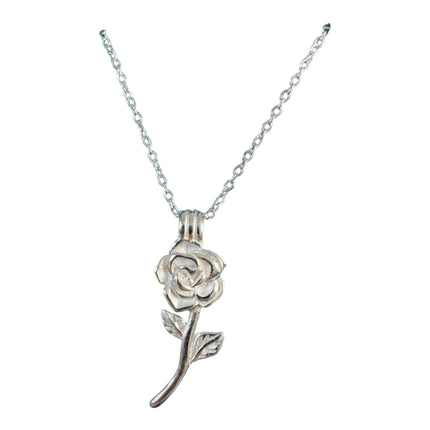 Collana girocollo Tempo A Tempo in acciaio con ciondolo a forma di rosa, design romantico e femminile da 45cm.