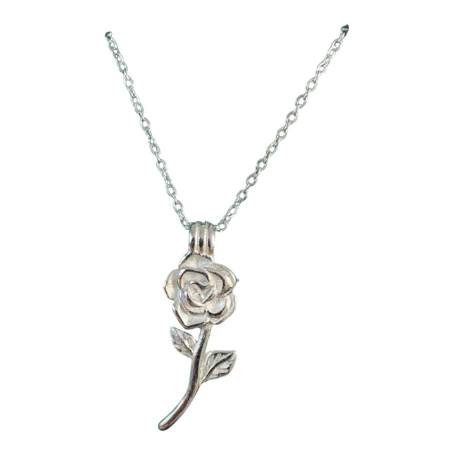 Collana girocollo Tempo A Tempo in acciaio con ciondolo a forma di rosa, design romantico e femminile da 45cm.