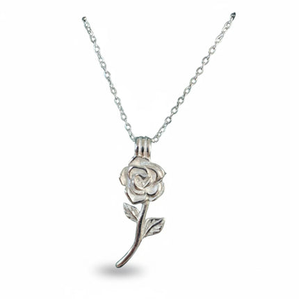 Collana girocollo Tempo A Tempo in acciaio con ciondolo a forma di rosa, design romantico e femminile da 45cm.
