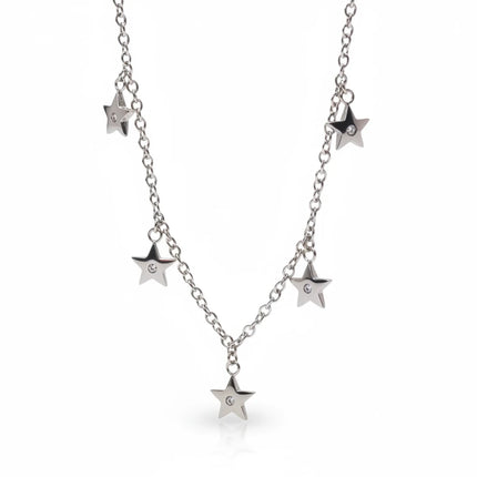 Collana Tempo A Tempo 2Jewels in acciaio silver con catena a sfere, pendenti a forma di stella e cristalli luminosi