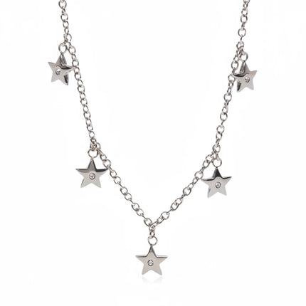 Collana Tempo A Tempo 2Jewels in acciaio silver con catena a sfere, ciondoli a stella e cristalli luminosi