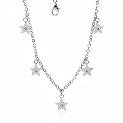 Collana donna Tempo A Tempo 2Jewels in acciaio silver con catena a sfere, pendenti a stella e cristalli luminosi
