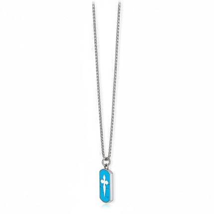 Collana uomo Tempo A Tempo 2Jewels in acciaio con piastrina in turchese e croce di Santiago