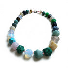 Collana girocollo Tempo A Tempo Shelly con pietre di agata naturale sfaccettate multicolore, lunghezza 45cm