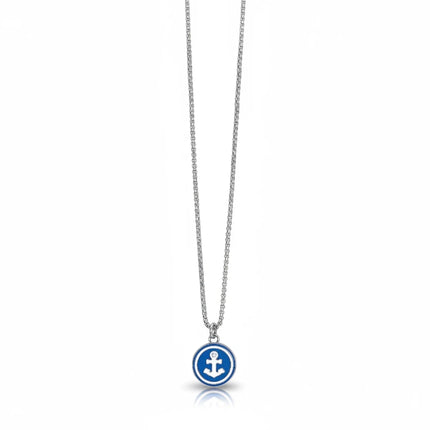 Collana uomo Tempo A Tempo 2Jewels in acciaio con ciondolo a forma di ancora e smalto azzurro