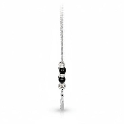 Collana uomo 2Jewels Tempo A Tempo in acciaio con ciondolo ancora e perle nere, vista laterale