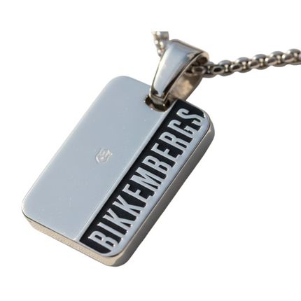 Collana uomo Tempo A Tempo Bikkembergs in acciaio con piastrina logo e diamante incastonato