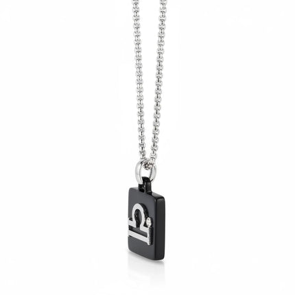 Collana uomo Tempo A Tempo 2Jewels in acciaio PVD nero con pendente segno zodiacale Bilancia e diamante incastonato