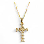 Collana Tempo A Tempo in acciaio dorato con ciondolo a forma di croce composto da cristalli a cuore