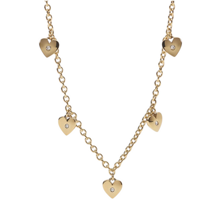 Collana Tempo A Tempo 2Jewels in acciaio PVD gold con ciondoli a forma di cuore e piccoli punti luce