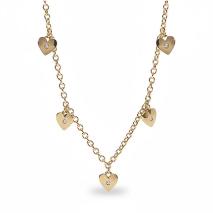 Collana Tempo A Tempo 2Jewels in acciaio PVD gold con ciondoli a forma di cuore e piccoli punti luce