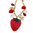 Tempo A Tempo Collana da donna con ciondoli a fragola, margherita e coccinella in resina smaltata su catena gold.