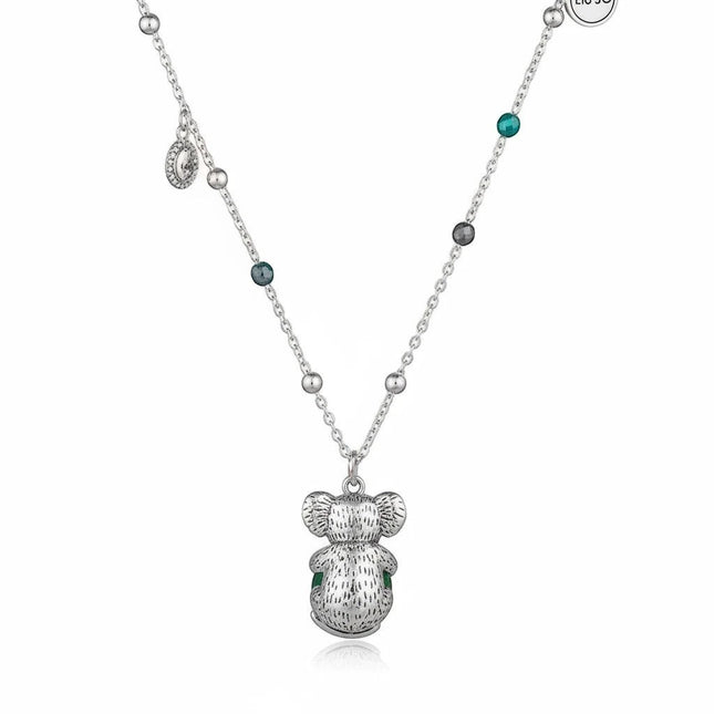 Tempo A Tempo collana lunga in acciaio da 75 cm con ciondolo koala e perline colorate, modello LJ1625