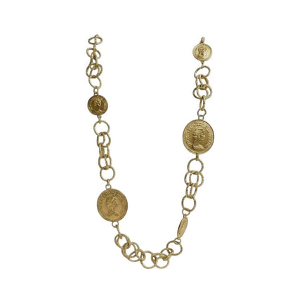 Tempo A Tempo Collana Donna Shelly con maxi catena dorata e ciondoli a moneta, metallo dorato.