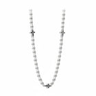 Collana rosario da uomo Tempo A Tempo in acciaio bicolore con grani dorati e croce color argento