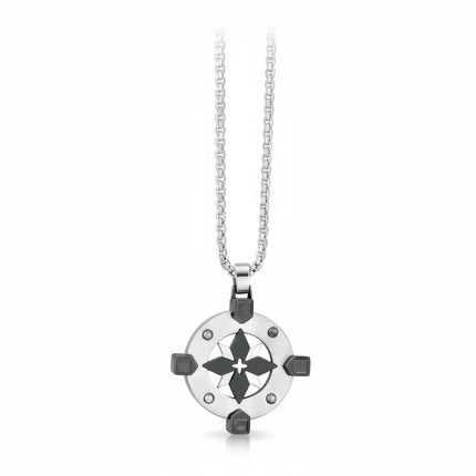 Collana uomo Tempo A Tempo 2Jewels in acciaio con pendente a forma di rosa dei venti e bussola impreziosito da zirconi
