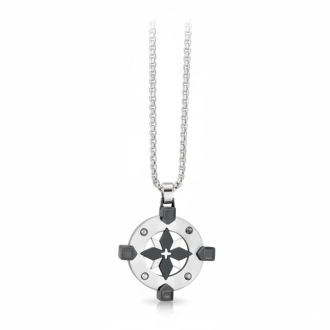Collana uomo Tempo A Tempo 2Jewels in acciaio con pendente a forma di rosa dei venti e bussola impreziosito da zirconi