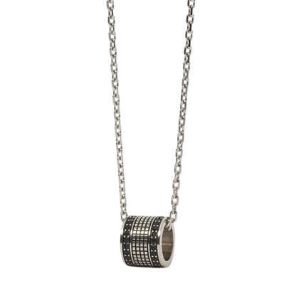 Collana da uomo Tempo A Tempo 2Jewels in acciaio con ciondolo cilindrico decorato da piccoli cristalli neri