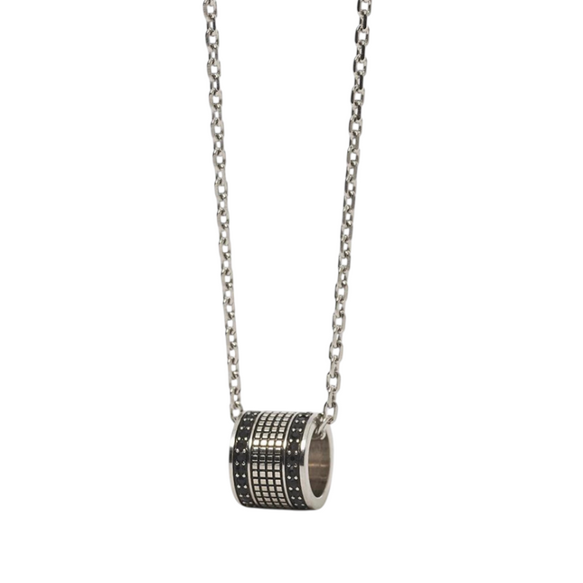 Collana da uomo Tempo A Tempo 2Jewels in acciaio con ciondolo cilindrico decorato da piccoli cristalli neri