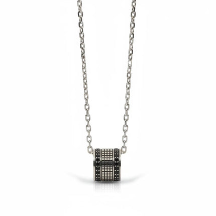 Collana da uomo Tempo A Tempo 2Jewels in acciaio con ciondolo cilindrico decorato da piccoli cristalli neri