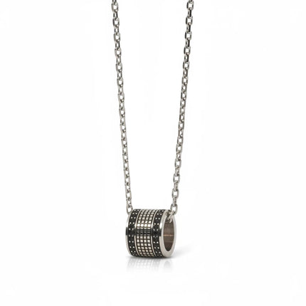 Collana uomo Tempo A Tempo 2Jewels in acciaio con ciondolo cilindrico decorato da piccoli cristalli neri