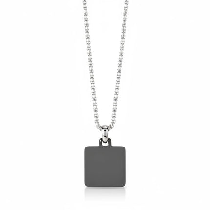 Collana uomo Tempo A Tempo 2Jewels in acciaio PVD nero con pendente rettangolare e diamante incastonato