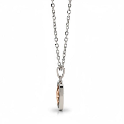 Collana uomo Tempo A Tempo 2Jewels in acciaio 316L con ciondolo circolare e dettagli PVD rose, vista laterale