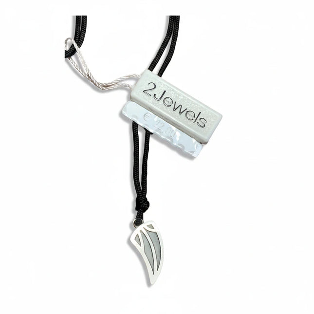 Collana uomo Tempo A Tempo 2Jewels con cordura nera e ciondolo tribale in acciaio lucido