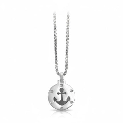 Collana uomo Tempo A Tempo 2Jewels in acciaio inox con ciondolo a forma di ancora su base circolare