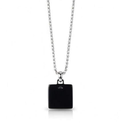 Collana uomo Tempo A Tempo 2Jewels in acciaio PVD nero con pendente segno zodiacale Bilancia e diamante incastonato
