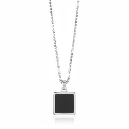 Collana uomo Tempo A Tempo 2Jewels in acciaio PVD nero con pendente quadrato e cristallo segno zodiacale Cancro
