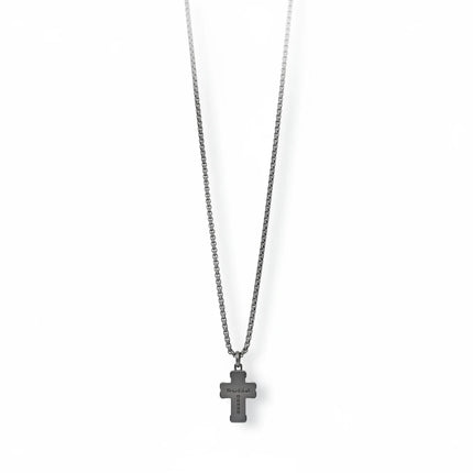 Collana uomo Tempo A Tempo 2Jewels in acciaio IP nero con ciondolo a forma di crocifisso dal design moderno