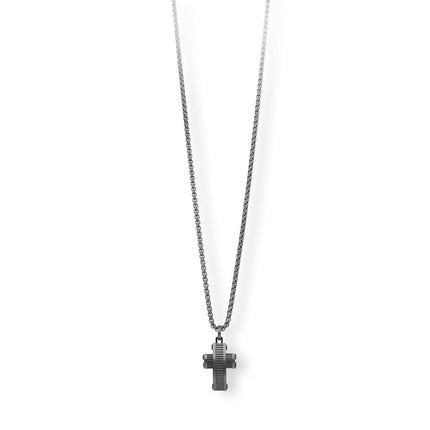 Collana uomo Tempo A Tempo 2Jewels in acciaio IP nero con ciondolo a forma di crocifisso dal design moderno