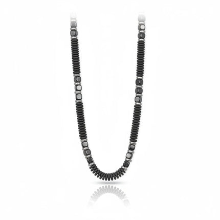 Collana uomo Tempo A Tempo 2Jewels in acciaio nero con ematite e cristalli dal design moderno e scuro