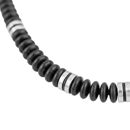 Collana girocollo da uomo Tempo A Tempo 2Jewels in acciaio inox e grani di ematite naturale dal design casual