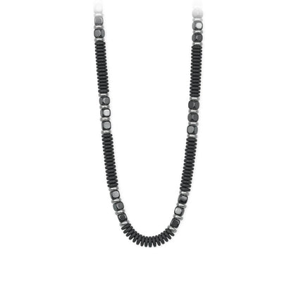 Collana uomo Tempo A Tempo 2Jewels in acciaio nero con ematite e cristalli dal design moderno e scuro