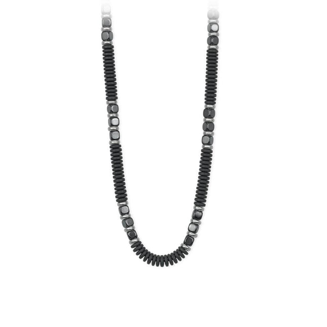 Collana uomo Tempo A Tempo 2Jewels in acciaio nero con ematite e cristalli dal design moderno e scuro