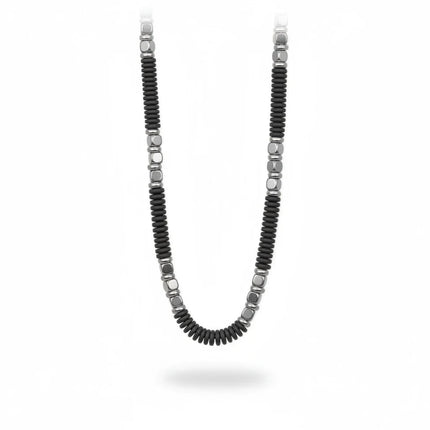 Collana uomo Tempo A Tempo 2Jewels in acciaio nero con ematite e cristalli dal design moderno e scuro