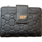 Tempo A Tempo Coveri World black compact wallet in embossed faux leather with gold logo and flap closure