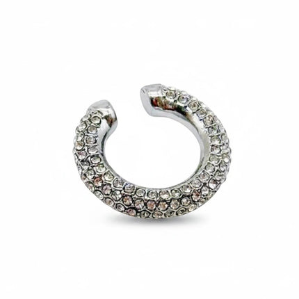Tempo A Tempo Ear cuff in acciaio argentato con zirconi brillanti, senza foro, per donna.