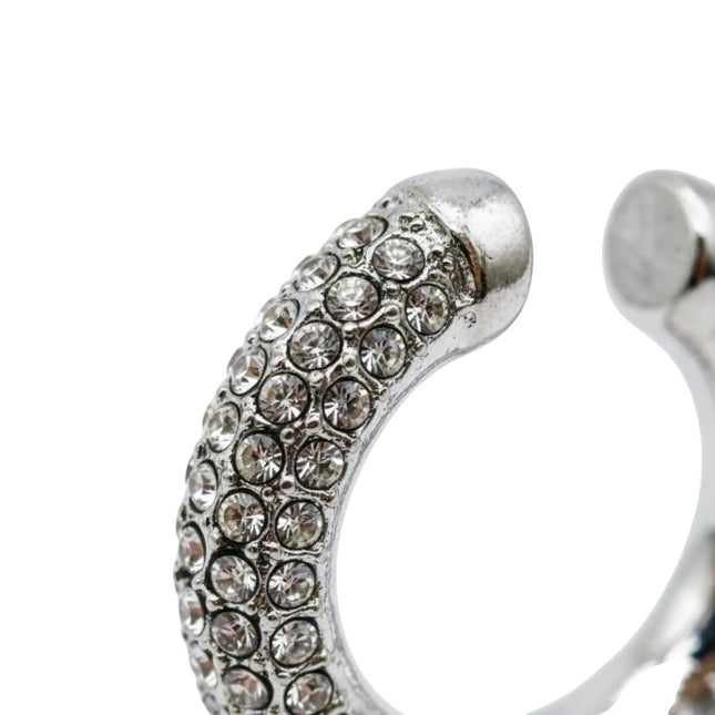Tempo A Tempo Ear Cuff Donna in acciaio argentato con zirconi brillanti, orecchino singolo senza foro.