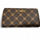 Tempo A Tempo Enrico Coveri World brown faux leather wallet with gold logo and geometric monogram print