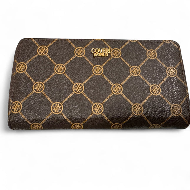 Tempo A Tempo Enrico Coveri World brown faux leather wallet with gold logo and geometric monogram print